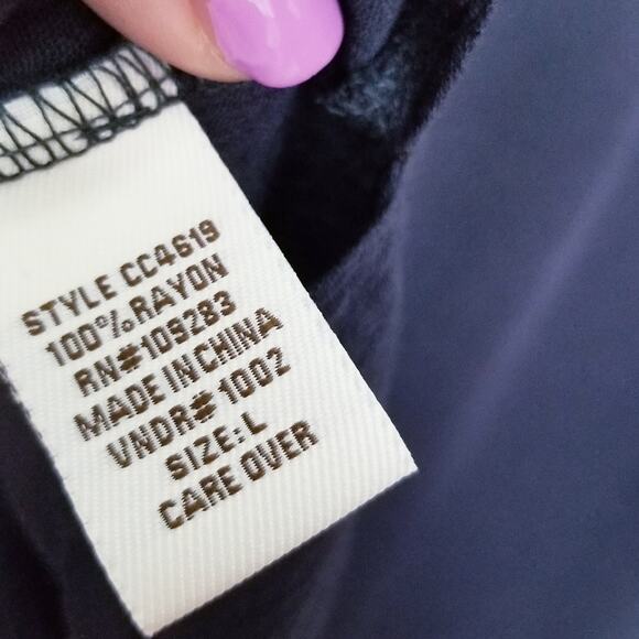 Vintage Havana Est 1954 Boho Blouse Embroidered V-Neck Keyhole #CC4619 Black - L - Picture 8 of 9